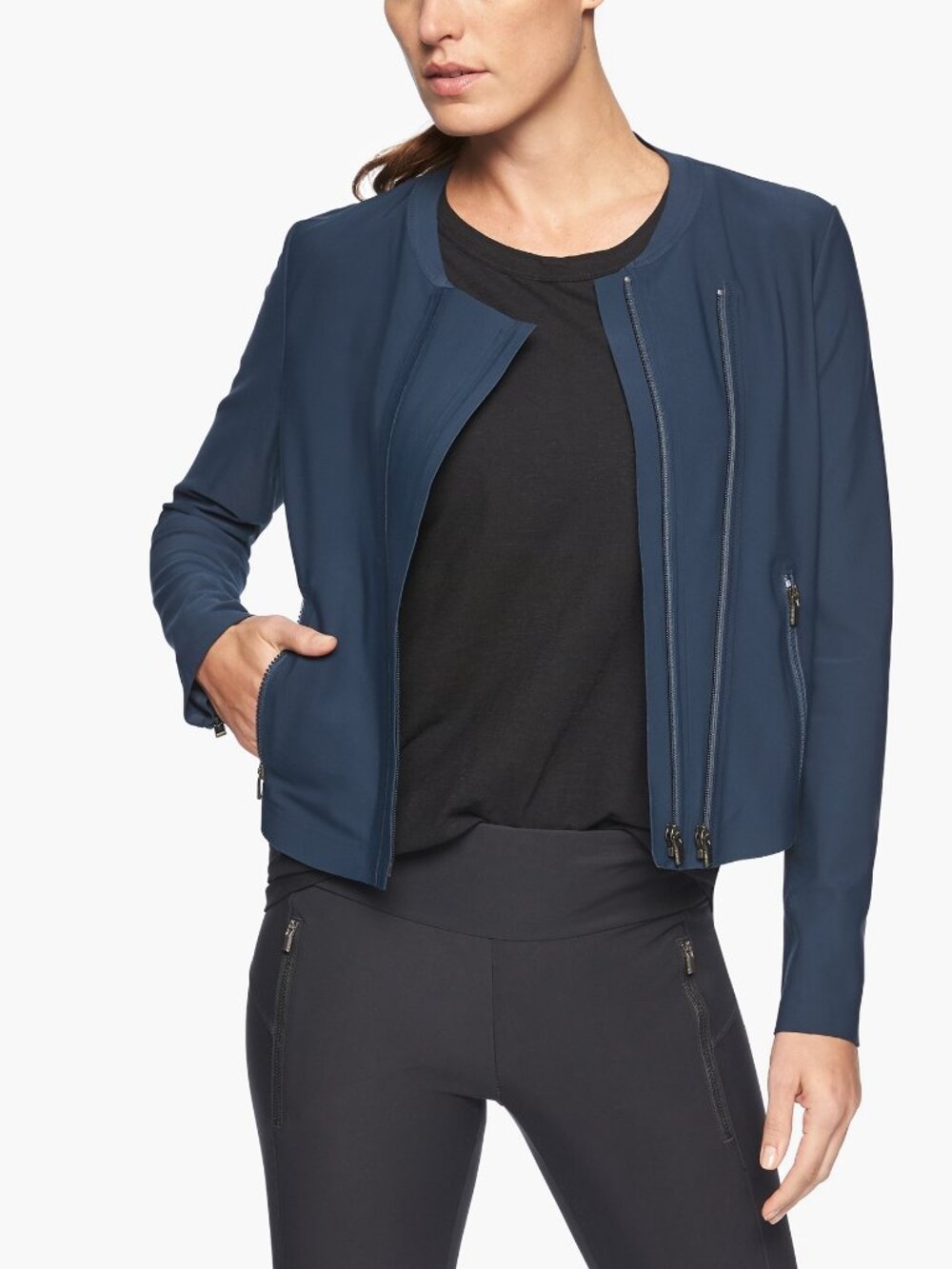 Athleta Stellar Moto Jacket Navy Size XXS